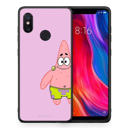 Θήκη Xiaomi Mi 8  Friends Patrick από τη Smartfits με σχέδιο στο πίσω μέρος και μαύρο περίβλημα | Xiaomi Mi 8  Friends Patrick case with colorful back and black bezels