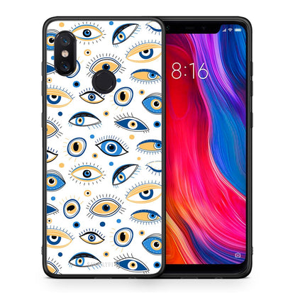 Θήκη Xiaomi Mi 8 Ftou Ftou από τη Smartfits με σχέδιο στο πίσω μέρος και μαύρο περίβλημα | Xiaomi Mi 8 Ftou Ftou case with colorful back and black bezels