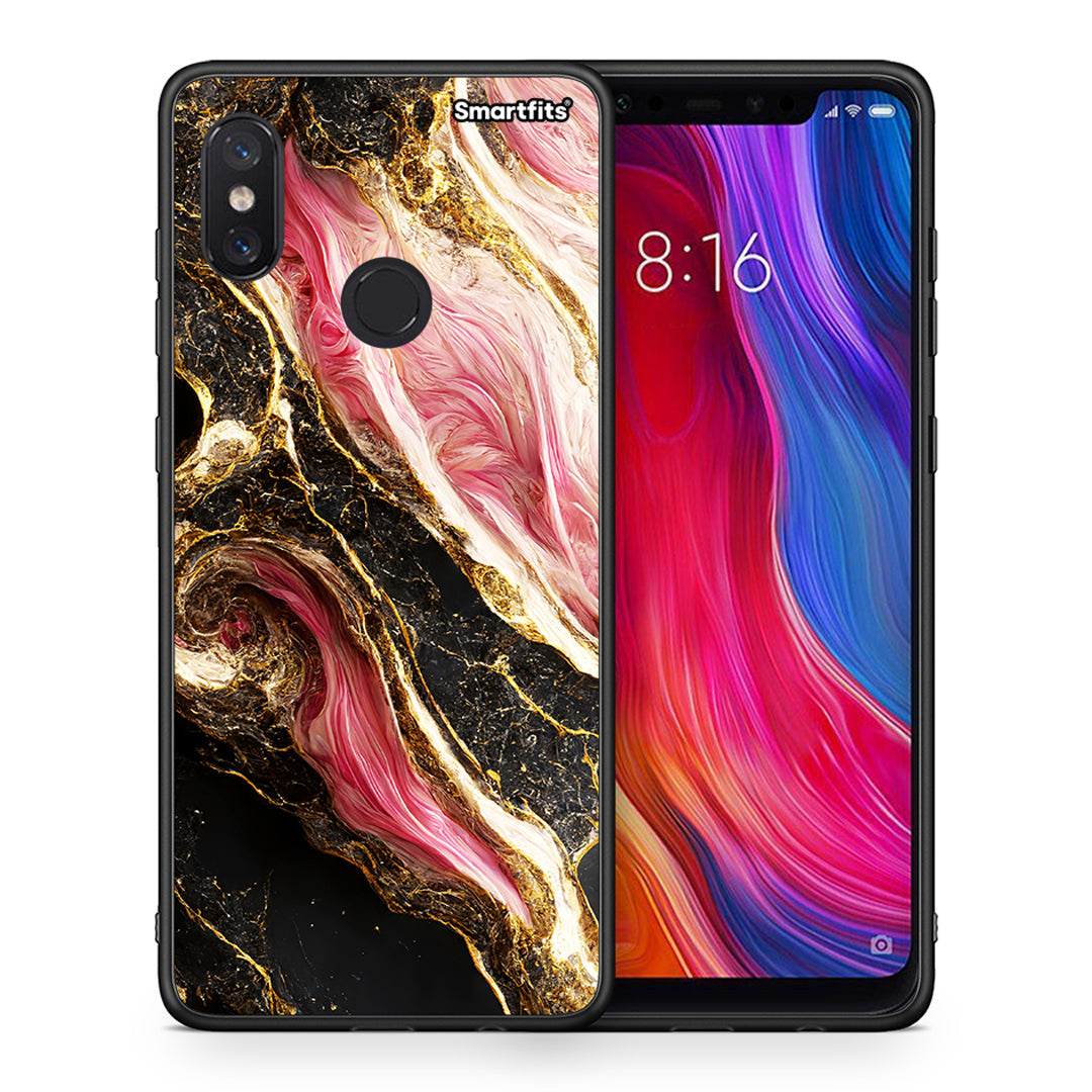 Θήκη Xiaomi Mi 8 Glamorous Pink Marble από τη Smartfits με σχέδιο στο πίσω μέρος και μαύρο περίβλημα | Xiaomi Mi 8 Glamorous Pink Marble case with colorful back and black bezels