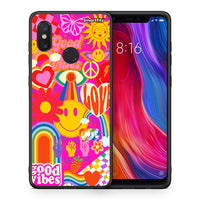 Thumbnail for Θήκη Xiaomi Mi 8 Hippie Love από τη Smartfits με σχέδιο στο πίσω μέρος και μαύρο περίβλημα | Xiaomi Mi 8 Hippie Love case with colorful back and black bezels