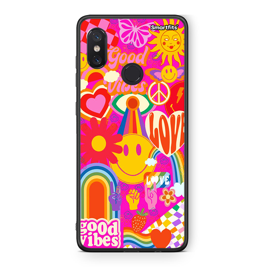 Xiaomi Mi 8 Hippie Love θήκη από τη Smartfits με σχέδιο στο πίσω μέρος και μαύρο περίβλημα | Smartphone case with colorful back and black bezels by Smartfits