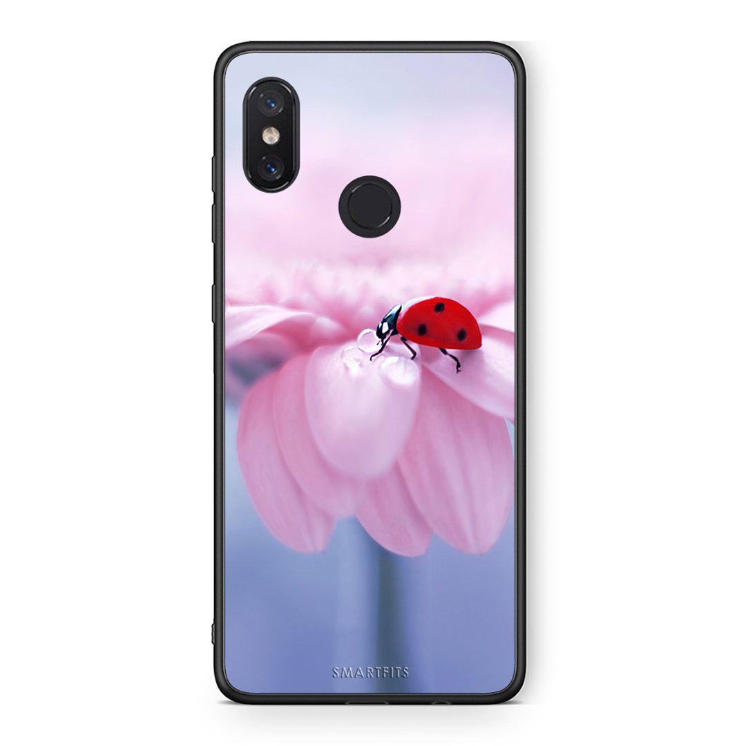 Xiaomi Mi 8 Ladybug Flower θήκη από τη Smartfits με σχέδιο στο πίσω μέρος και μαύρο περίβλημα | Smartphone case with colorful back and black bezels by Smartfits
