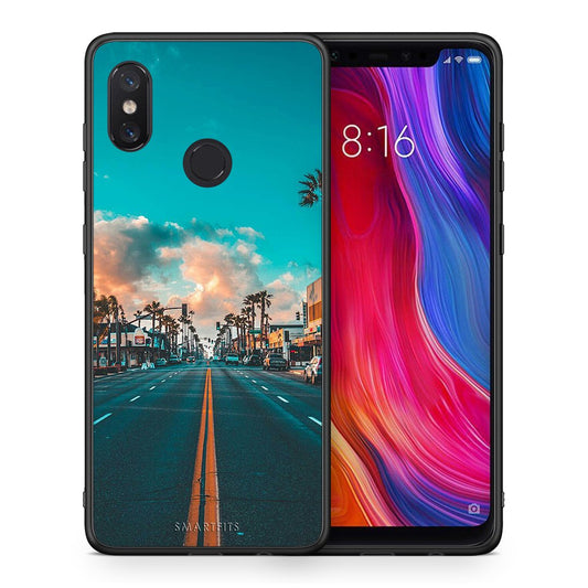 Θήκη Xiaomi Mi 8 City Landscape από τη Smartfits με σχέδιο στο πίσω μέρος και μαύρο περίβλημα | Xiaomi Mi 8 City Landscape case with colorful back and black bezels