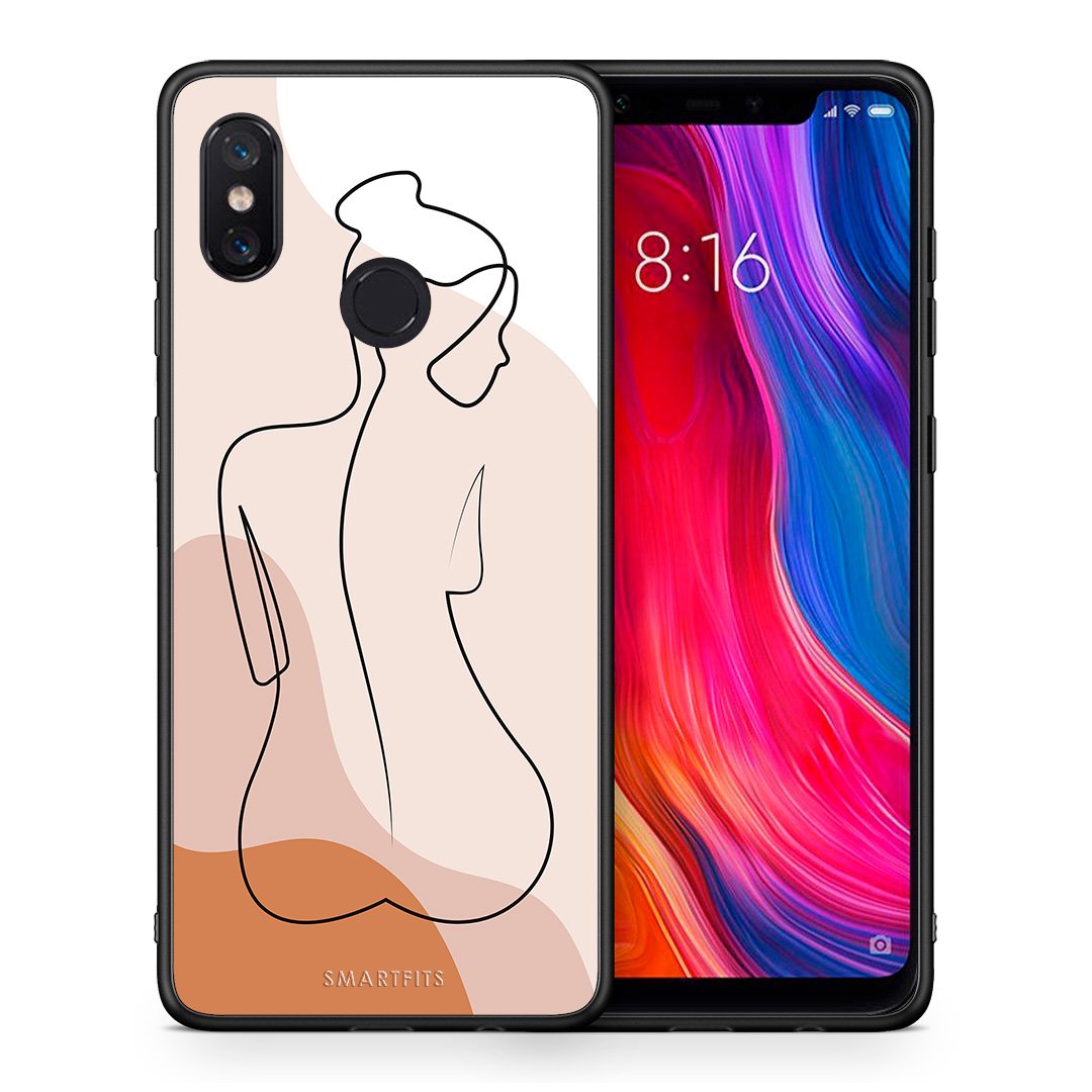 Θήκη Xiaomi Mi 8 LineArt Woman από τη Smartfits με σχέδιο στο πίσω μέρος και μαύρο περίβλημα | Xiaomi Mi 8 LineArt Woman case with colorful back and black bezels