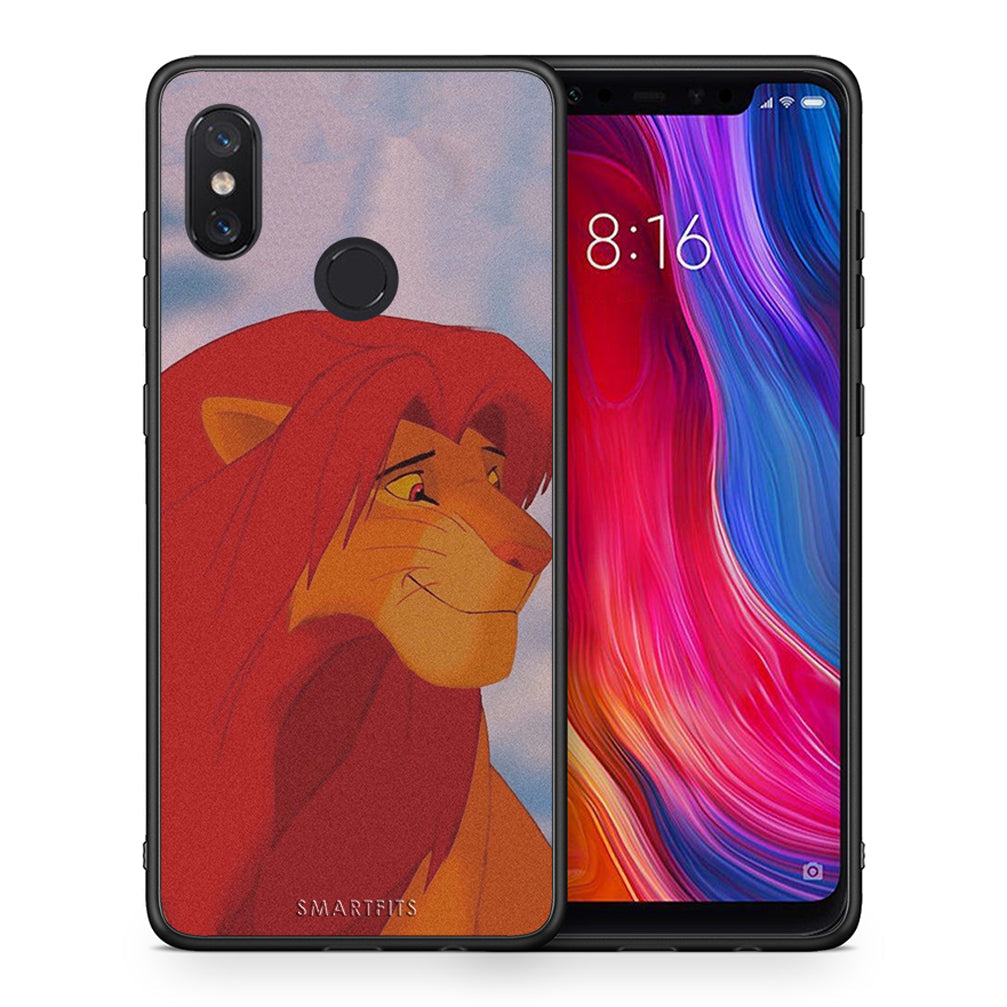 Θήκη Αγίου Βαλεντίνου Xiaomi Mi 8 Lion Love 1 από τη Smartfits με σχέδιο στο πίσω μέρος και μαύρο περίβλημα | Xiaomi Mi 8 Lion Love 1 case with colorful back and black bezels