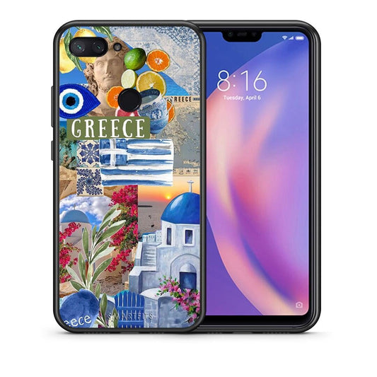 Θήκη Xiaomi Mi 8 Lite All Greek από τη Smartfits με σχέδιο στο πίσω μέρος και μαύρο περίβλημα | Xiaomi Mi 8 Lite All Greek case with colorful back and black bezels