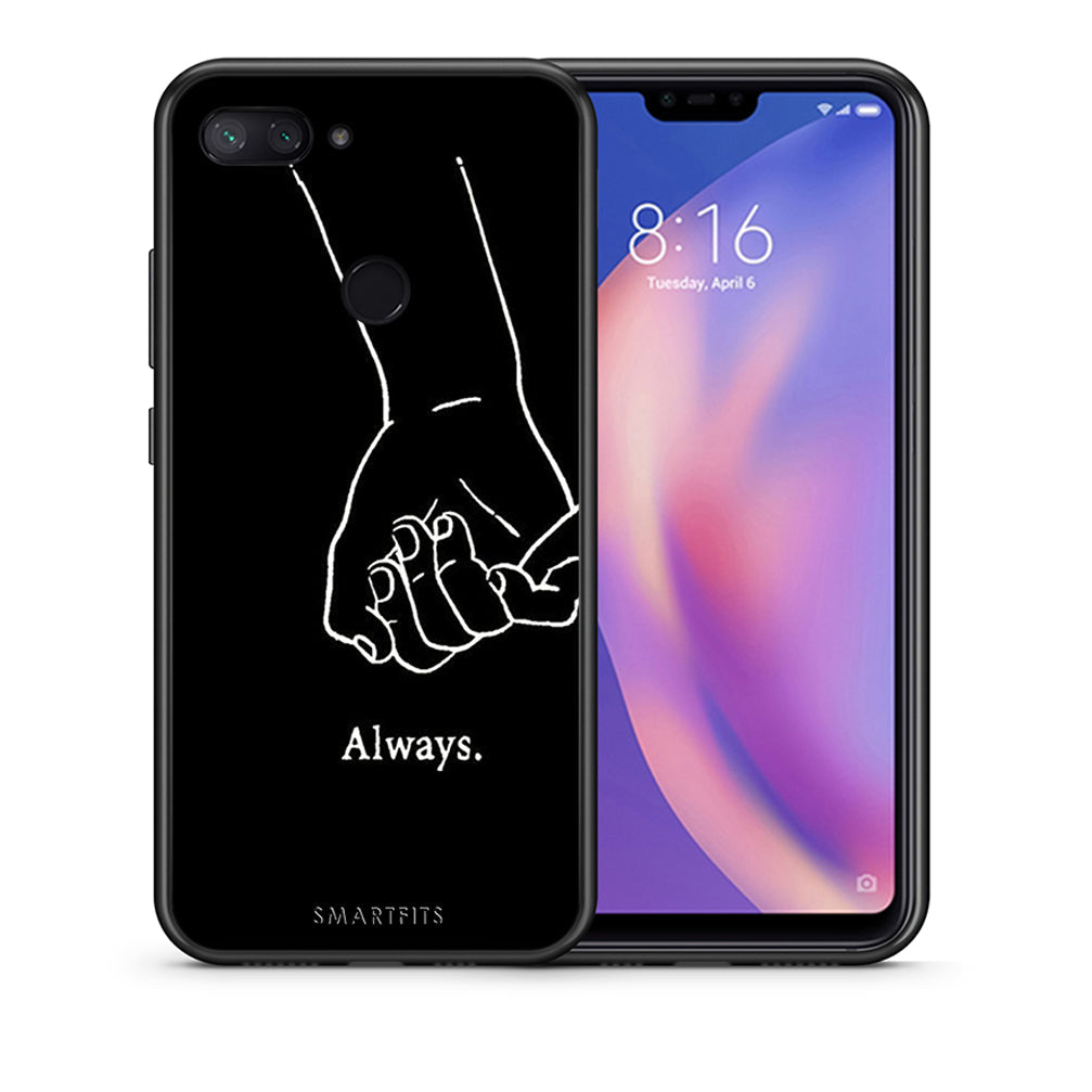 Θήκη Αγίου Βαλεντίνου Xiaomi Mi 8 Lite Always & Forever 1 από τη Smartfits με σχέδιο στο πίσω μέρος και μαύρο περίβλημα | Xiaomi Mi 8 Lite Always & Forever 1 case with colorful back and black bezels