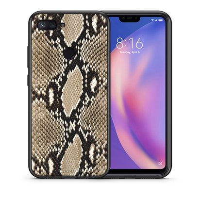Θήκη Xiaomi Mi 8 Lite Fashion Snake Animal από τη Smartfits με σχέδιο στο πίσω μέρος και μαύρο περίβλημα | Xiaomi Mi 8 Lite Fashion Snake Animal case with colorful back and black bezels