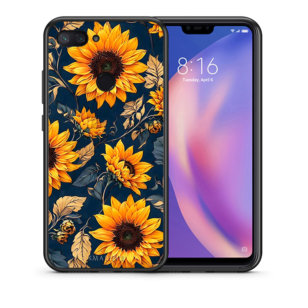 Θήκη Xiaomi Mi 8 Lite Autumn Sunflowers από τη Smartfits με σχέδιο στο πίσω μέρος και μαύρο περίβλημα | Xiaomi Mi 8 Lite Autumn Sunflowers case with colorful back and black bezels