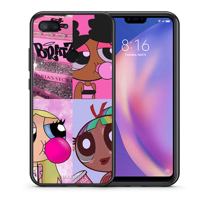 Θήκη Αγίου Βαλεντίνου Xiaomi Mi 8 Lite Bubble Girls από τη Smartfits με σχέδιο στο πίσω μέρος και μαύρο περίβλημα | Xiaomi Mi 8 Lite Bubble Girls case with colorful back and black bezels