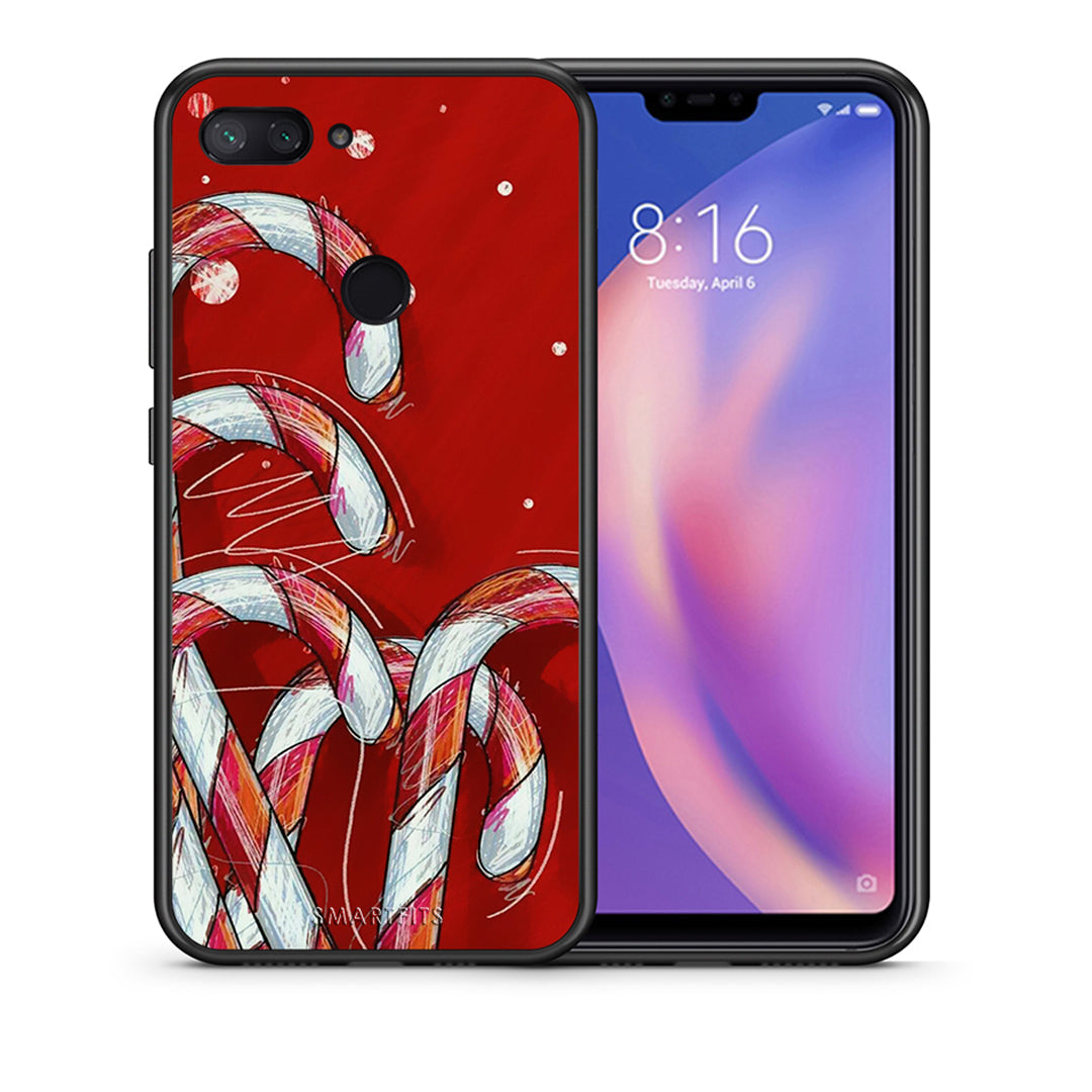 Θήκη Xiaomi Mi 8 Lite Candy Cane από τη Smartfits με σχέδιο στο πίσω μέρος και μαύρο περίβλημα | Xiaomi Mi 8 Lite Candy Cane case with colorful back and black bezels