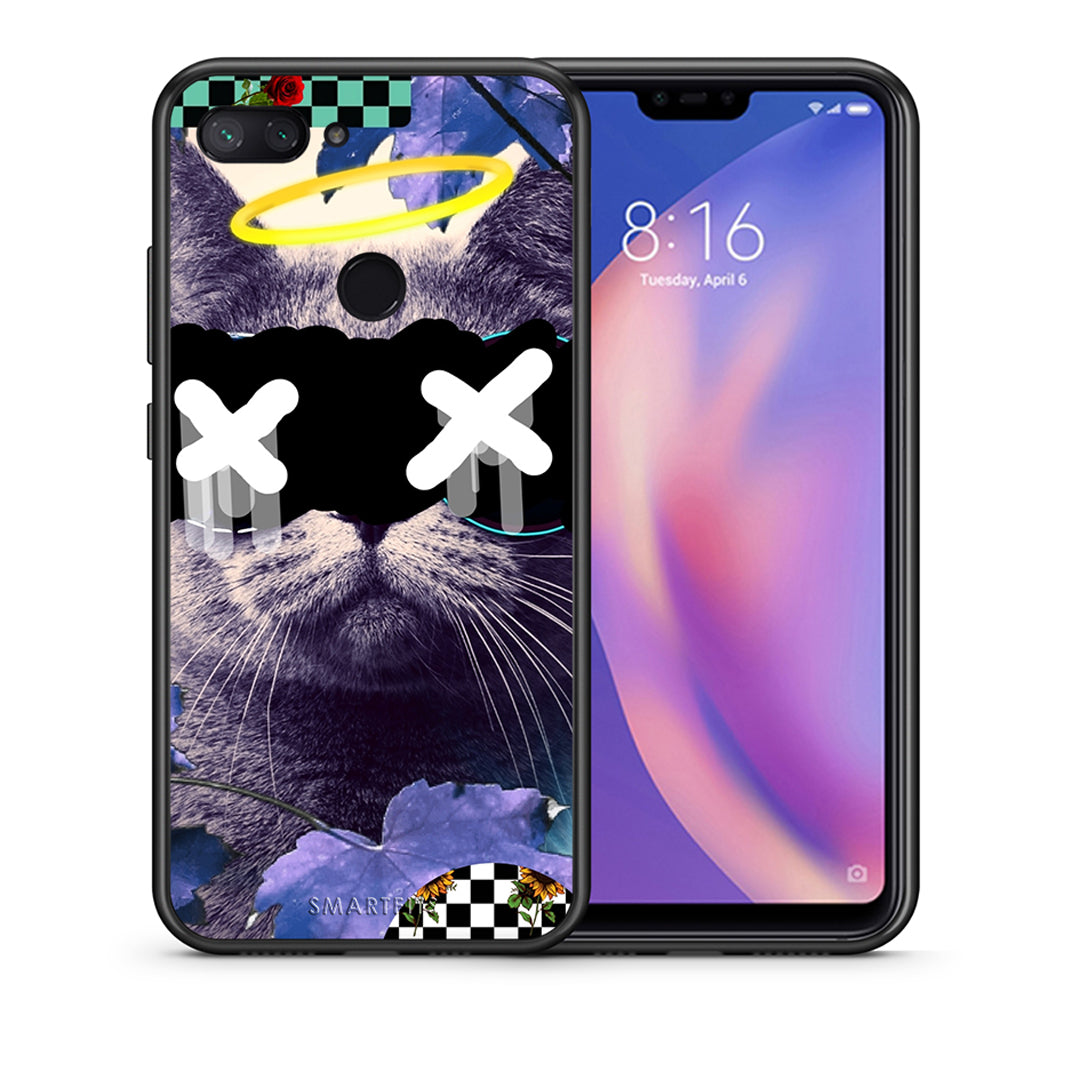 Θήκη Xiaomi Mi 8 Lite Cat Collage από τη Smartfits με σχέδιο στο πίσω μέρος και μαύρο περίβλημα | Xiaomi Mi 8 Lite Cat Collage case with colorful back and black bezels
