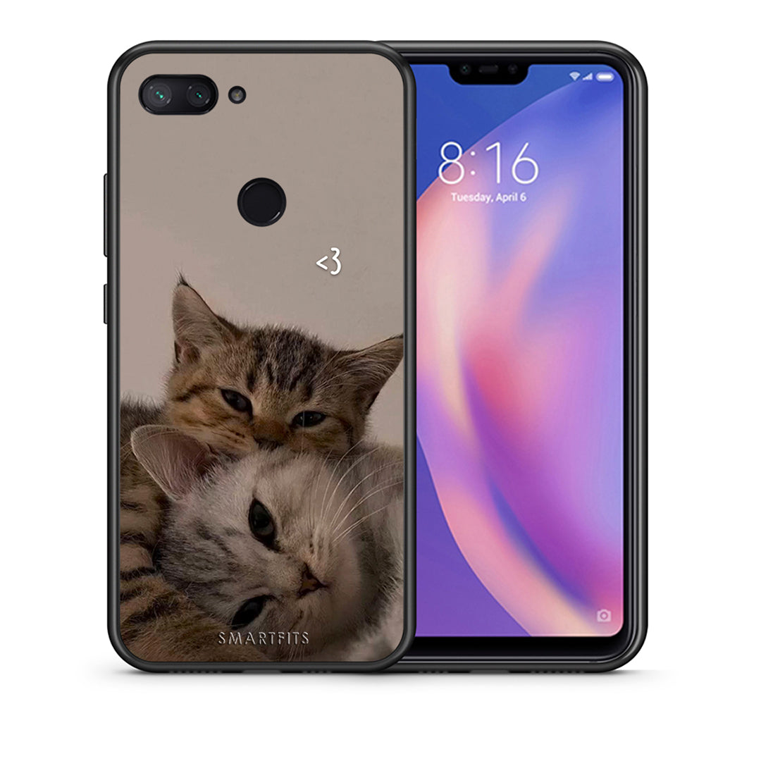 Θήκη Xiaomi Mi 8 Lite Cats In Love από τη Smartfits με σχέδιο στο πίσω μέρος και μαύρο περίβλημα | Xiaomi Mi 8 Lite Cats In Love case with colorful back and black bezels