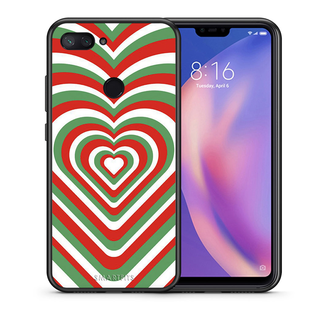 Θήκη Xiaomi Mi 8 Lite Christmas Hearts από τη Smartfits με σχέδιο στο πίσω μέρος και μαύρο περίβλημα | Xiaomi Mi 8 Lite Christmas Hearts case with colorful back and black bezels