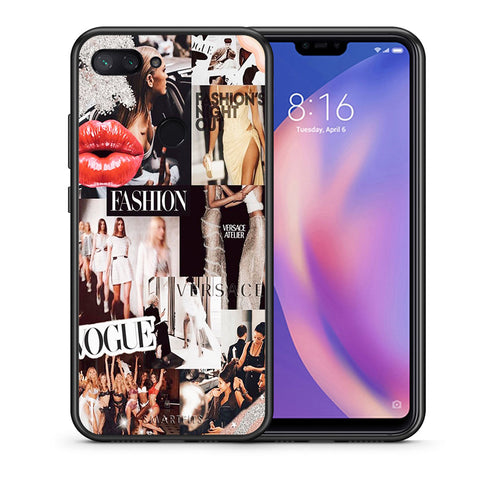 Θήκη Αγίου Βαλεντίνου Xiaomi Mi 8 Lite Collage Fashion από τη Smartfits με σχέδιο στο πίσω μέρος και μαύρο περίβλημα | Xiaomi Mi 8 Lite Collage Fashion case with colorful back and black bezels