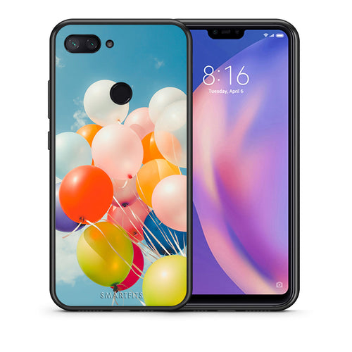 Θήκη Xiaomi Mi 8 Lite Colorful Balloons από τη Smartfits με σχέδιο στο πίσω μέρος και μαύρο περίβλημα | Xiaomi Mi 8 Lite Colorful Balloons case with colorful back and black bezels
