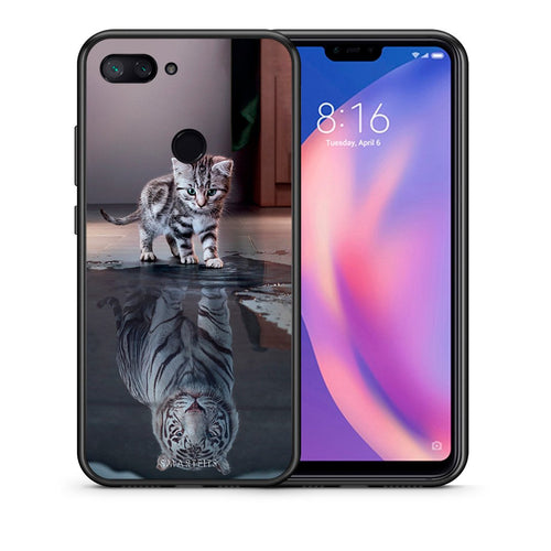 Θήκη Xiaomi Mi 8 Lite Tiger Cute από τη Smartfits με σχέδιο στο πίσω μέρος και μαύρο περίβλημα | Xiaomi Mi 8 Lite Tiger Cute case with colorful back and black bezels