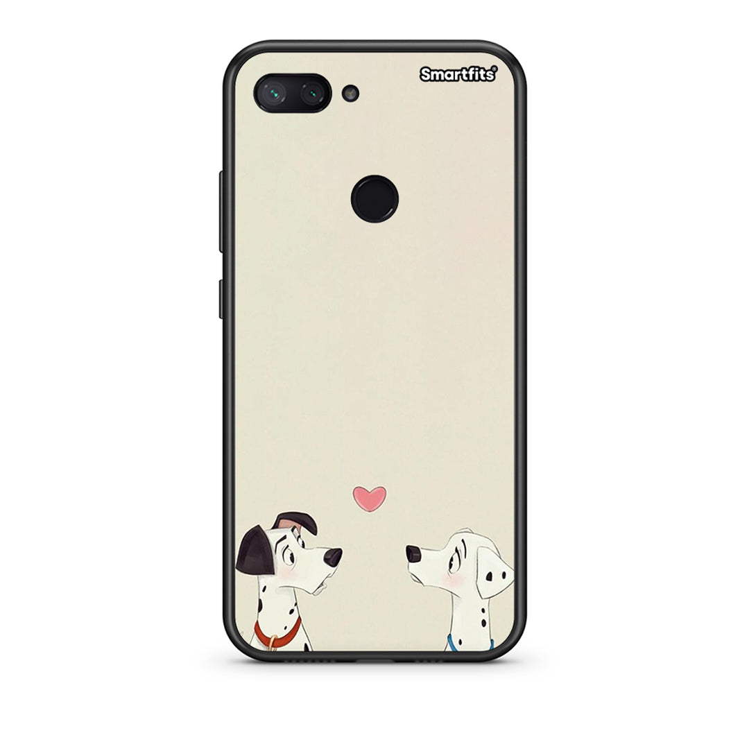 Xiaomi Mi 8 Lite Dalmatians Love θήκη από τη Smartfits με σχέδιο στο πίσω μέρος και μαύρο περίβλημα | Smartphone case with colorful back and black bezels by Smartfits