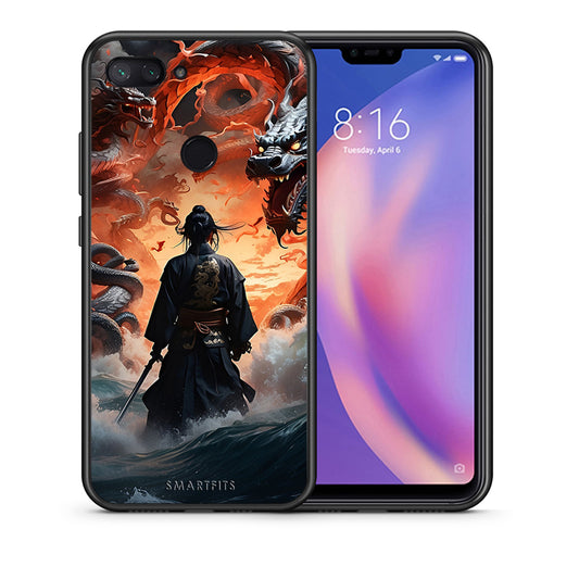 Θήκη Xiaomi Mi 8 Lite Dragons Fight από τη Smartfits με σχέδιο στο πίσω μέρος και μαύρο περίβλημα | Xiaomi Mi 8 Lite Dragons Fight case with colorful back and black bezels