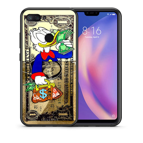 Θήκη Xiaomi Mi 8 Lite Duck Money από τη Smartfits με σχέδιο στο πίσω μέρος και μαύρο περίβλημα | Xiaomi Mi 8 Lite Duck Money case with colorful back and black bezels