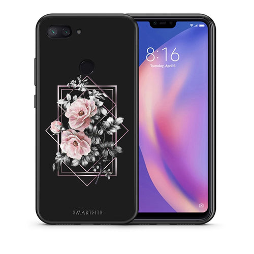 Θήκη Xiaomi Mi 8 Lite Frame Flower από τη Smartfits με σχέδιο στο πίσω μέρος και μαύρο περίβλημα | Xiaomi Mi 8 Lite Frame Flower case with colorful back and black bezels