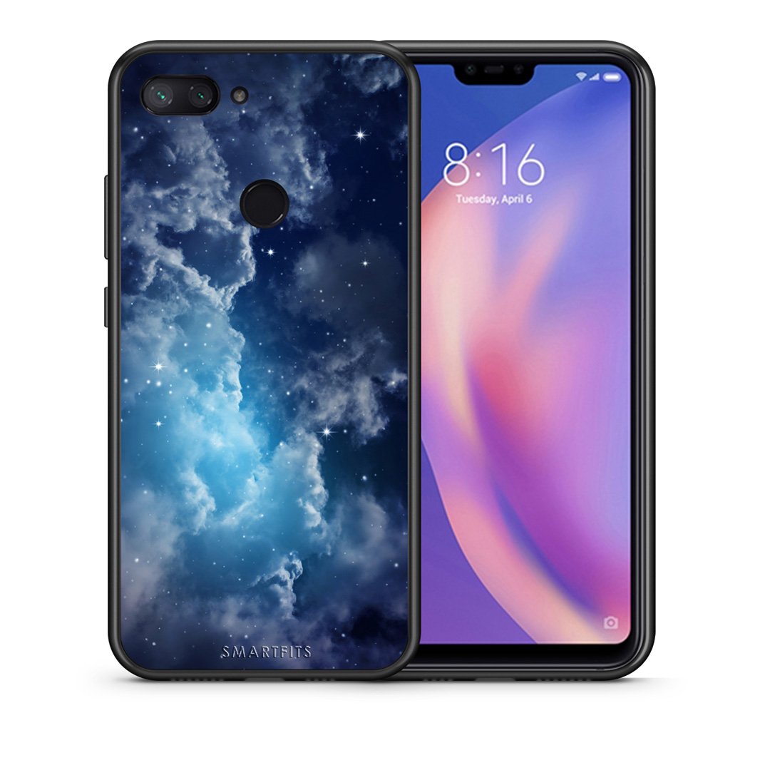 Θήκη Xiaomi Mi 8 Lite Blue Sky Galaxy από τη Smartfits με σχέδιο στο πίσω μέρος και μαύρο περίβλημα | Xiaomi Mi 8 Lite Blue Sky Galaxy case with colorful back and black bezels