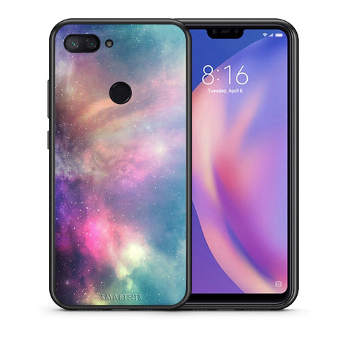 Θήκη Xiaomi Mi 8 Lite Rainbow Galaxy από τη Smartfits με σχέδιο στο πίσω μέρος και μαύρο περίβλημα | Xiaomi Mi 8 Lite Rainbow Galaxy case with colorful back and black bezels
