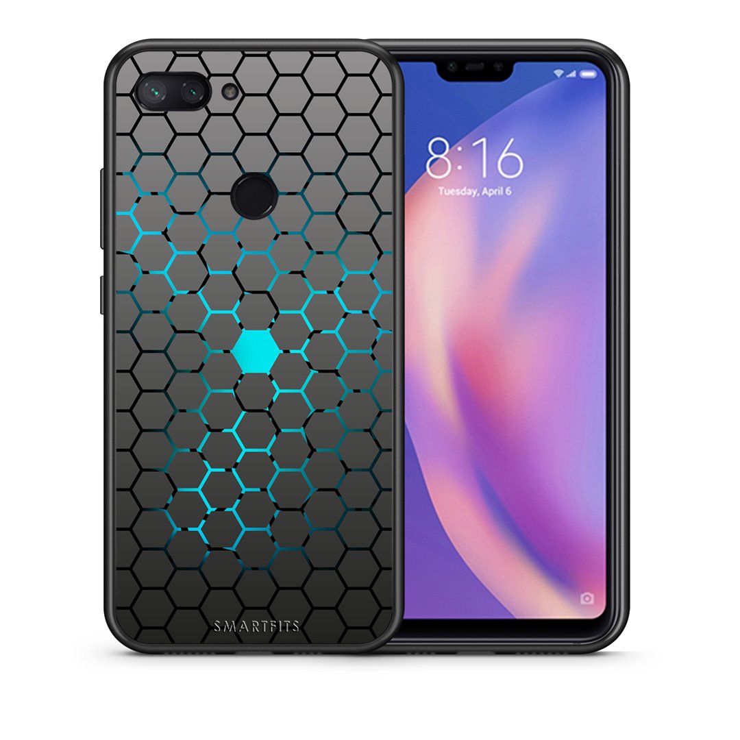 Θήκη Xiaomi Mi 8 Lite Hexagonal Geometric από τη Smartfits με σχέδιο στο πίσω μέρος και μαύρο περίβλημα | Xiaomi Mi 8 Lite Hexagonal Geometric case with colorful back and black bezels
