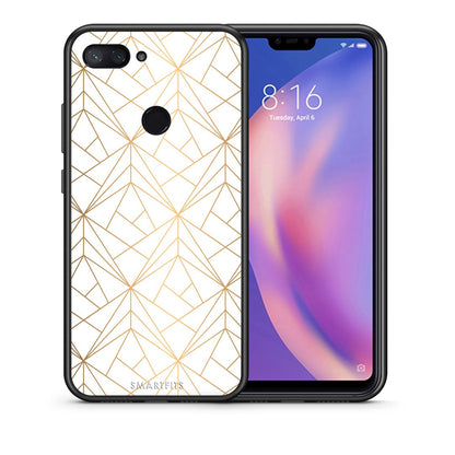 Θήκη Xiaomi Mi 8 Lite Luxury White Geometric από τη Smartfits με σχέδιο στο πίσω μέρος και μαύρο περίβλημα | Xiaomi Mi 8 Lite Luxury White Geometric case with colorful back and black bezels