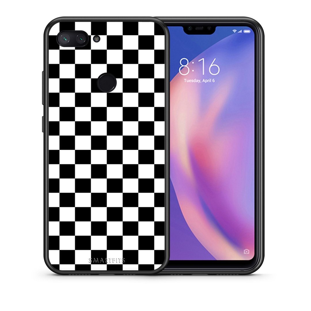 Θήκη Xiaomi Mi 8 Lite Squares Geometric από τη Smartfits με σχέδιο στο πίσω μέρος και μαύρο περίβλημα | Xiaomi Mi 8 Lite Squares Geometric case with colorful back and black bezels