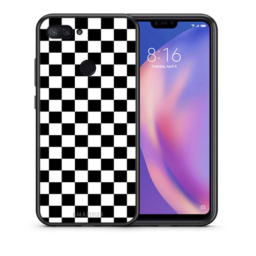 Θήκη Xiaomi Mi 8 Lite Squares Geometric από τη Smartfits με σχέδιο στο πίσω μέρος και μαύρο περίβλημα | Xiaomi Mi 8 Lite Squares Geometric case with colorful back and black bezels