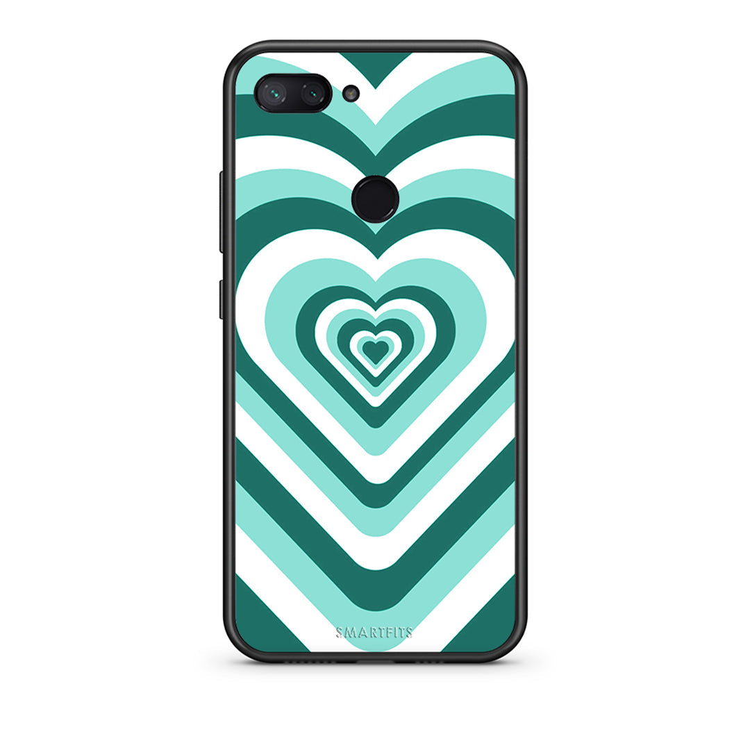 Xiaomi Mi 8 Lite Green Hearts θήκη από τη Smartfits με σχέδιο στο πίσω μέρος και μαύρο περίβλημα | Smartphone case with colorful back and black bezels by Smartfits