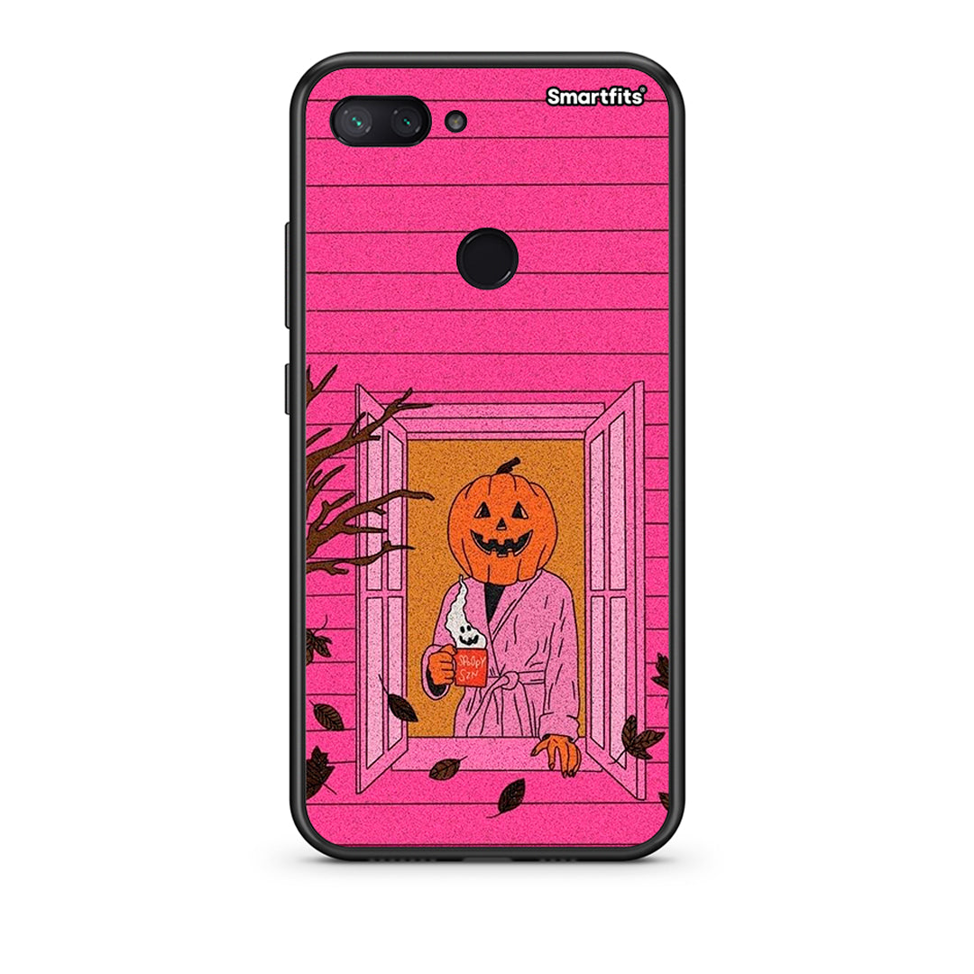 Xiaomi Mi 8 Lite Halloween Pumpkin Lady Θήκη από τη Smartfits με σχέδιο στο πίσω μέρος και μαύρο περίβλημα | Smartphone case with colorful back and black bezels by Smartfits