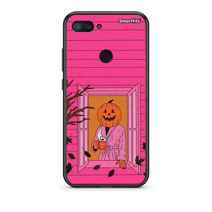 Xiaomi Mi 8 Lite Halloween Pumpkin Lady Θήκη από τη Smartfits με σχέδιο στο πίσω μέρος και μαύρο περίβλημα | Smartphone case with colorful back and black bezels by Smartfits