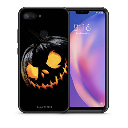 Θήκη Xiaomi Mi 8 Lite Halloween Scary Pumpkin από τη Smartfits με σχέδιο στο πίσω μέρος και μαύρο περίβλημα | Xiaomi Mi 8 Lite Halloween Scary Pumpkin case with colorful back and black bezels
