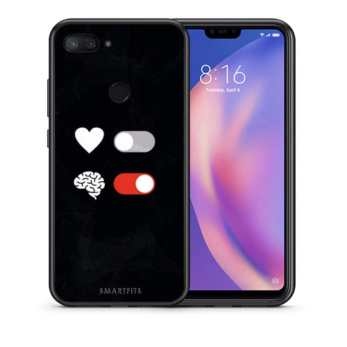 Θήκη Αγίου Βαλεντίνου Xiaomi Mi 8 Lite Heart Vs Brain από τη Smartfits με σχέδιο στο πίσω μέρος και μαύρο περίβλημα | Xiaomi Mi 8 Lite Heart Vs Brain case with colorful back and black bezels