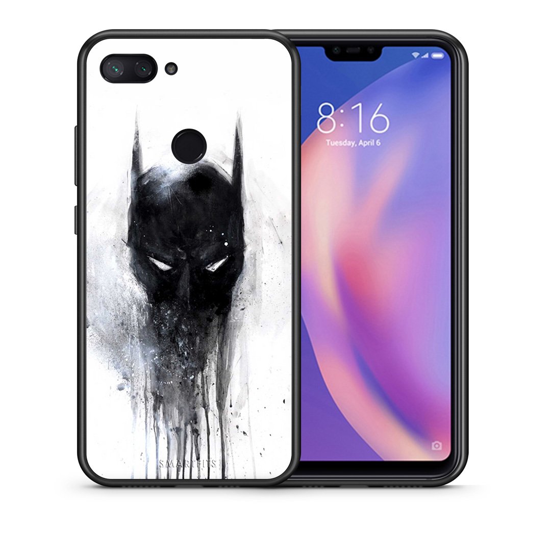 Θήκη Xiaomi Mi 8 Lite Paint Bat Hero από τη Smartfits με σχέδιο στο πίσω μέρος και μαύρο περίβλημα | Xiaomi Mi 8 Lite Paint Bat Hero case with colorful back and black bezels