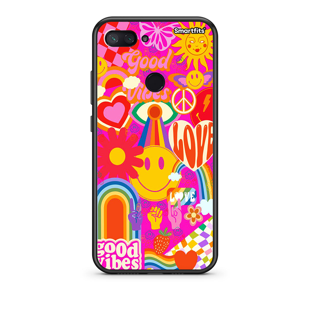 Xiaomi Mi 8 Lite Hippie Love θήκη από τη Smartfits με σχέδιο στο πίσω μέρος και μαύρο περίβλημα | Smartphone case with colorful back and black bezels by Smartfits