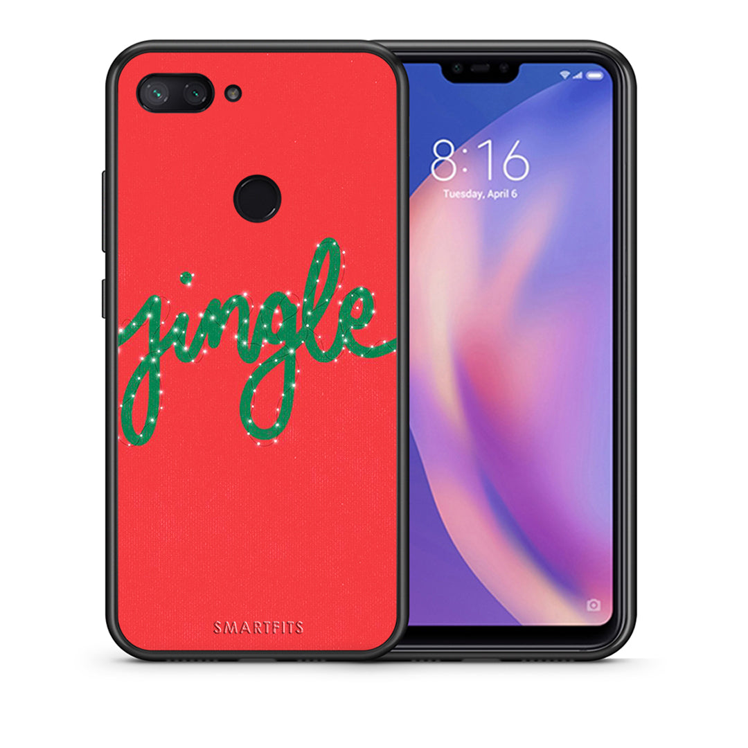 Θήκη Xiaomi Mi 8 Lite Jingle Xmas από τη Smartfits με σχέδιο στο πίσω μέρος και μαύρο περίβλημα | Xiaomi Mi 8 Lite Jingle Xmas case with colorful back and black bezels