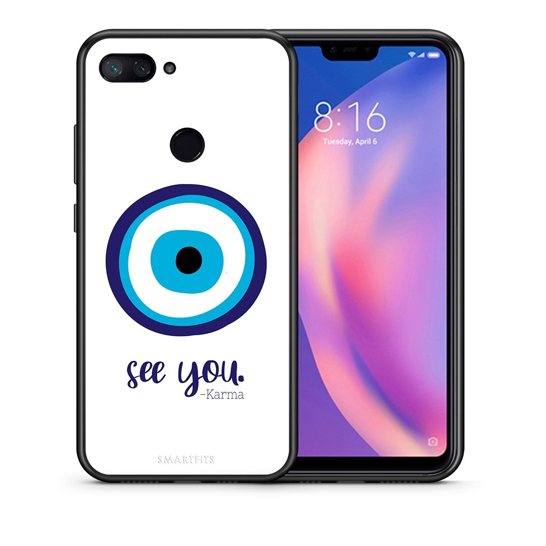 Θήκη Xiaomi Mi 8 Lite Karma Says από τη Smartfits με σχέδιο στο πίσω μέρος και μαύρο περίβλημα | Xiaomi Mi 8 Lite Karma Says case with colorful back and black bezels