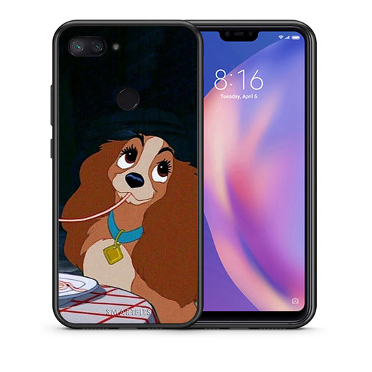 Θήκη Αγίου Βαλεντίνου Xiaomi Mi 8 Lite Lady And Tramp 2 από τη Smartfits με σχέδιο στο πίσω μέρος και μαύρο περίβλημα | Xiaomi Mi 8 Lite Lady And Tramp 2 case with colorful back and black bezels