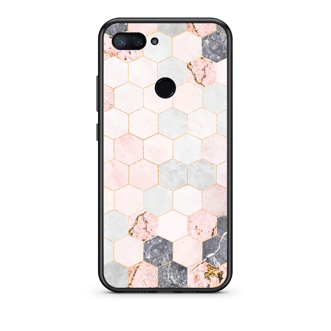 4 - Xiaomi Mi 8 Lite Hexagon Pink Marble case, cover, bumper