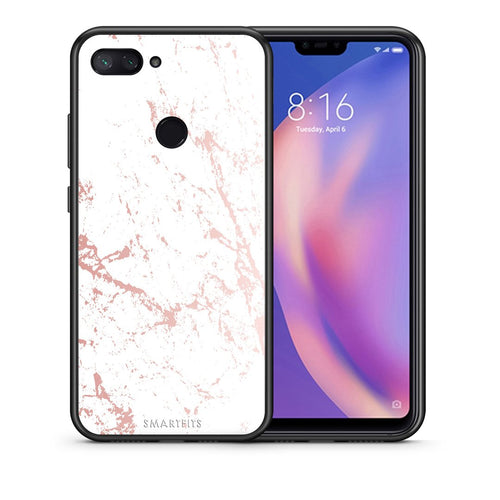 Θήκη Xiaomi Mi 8 Lite Pink Splash Marble από τη Smartfits με σχέδιο στο πίσω μέρος και μαύρο περίβλημα | Xiaomi Mi 8 Lite Pink Splash Marble case with colorful back and black bezels