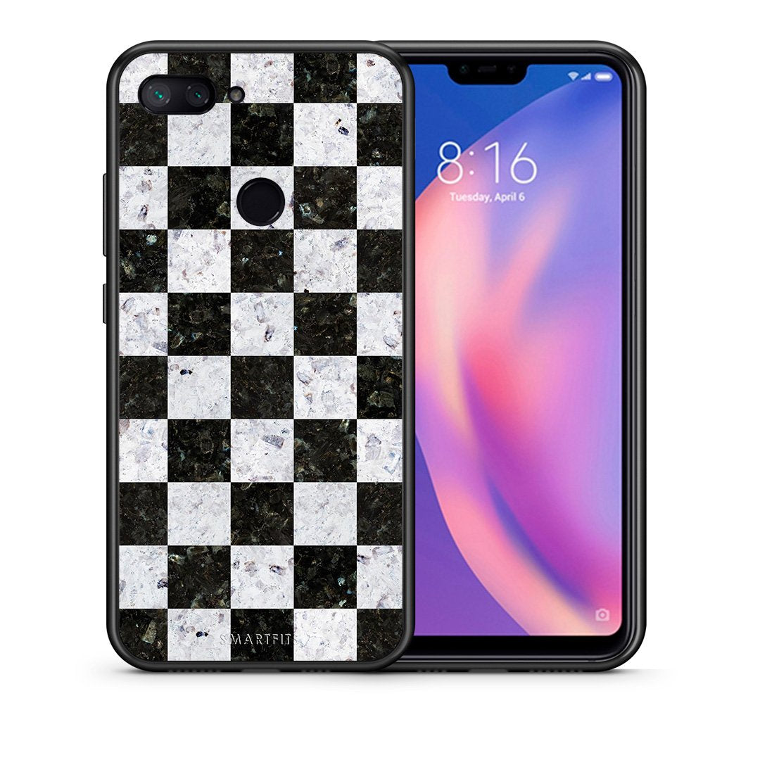 Θήκη Xiaomi Mi 8 Lite Square Geometric Marble από τη Smartfits με σχέδιο στο πίσω μέρος και μαύρο περίβλημα | Xiaomi Mi 8 Lite Square Geometric Marble case with colorful back and black bezels