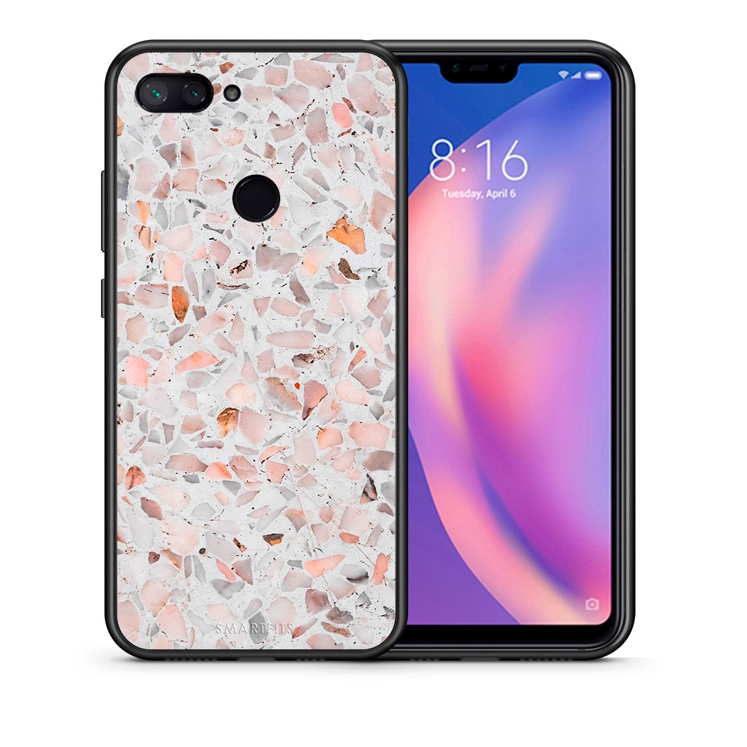 Θήκη Xiaomi Mi 8 Lite Marble Terrazzo από τη Smartfits με σχέδιο στο πίσω μέρος και μαύρο περίβλημα | Xiaomi Mi 8 Lite Marble Terrazzo case with colorful back and black bezels