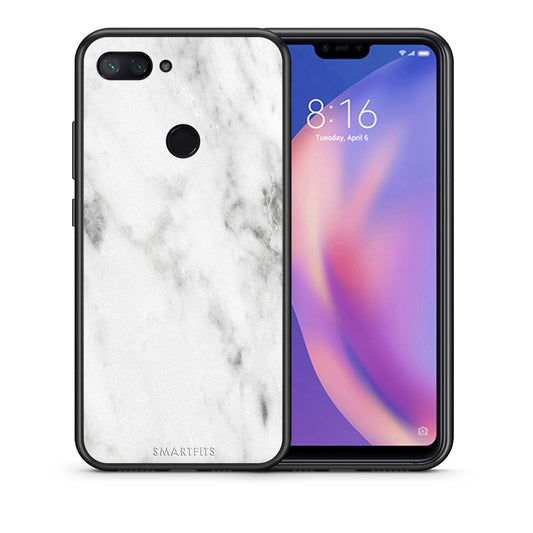 Θήκη Xiaomi Mi 8 Lite White Marble από τη Smartfits με σχέδιο στο πίσω μέρος και μαύρο περίβλημα | Xiaomi Mi 8 Lite White Marble case with colorful back and black bezels