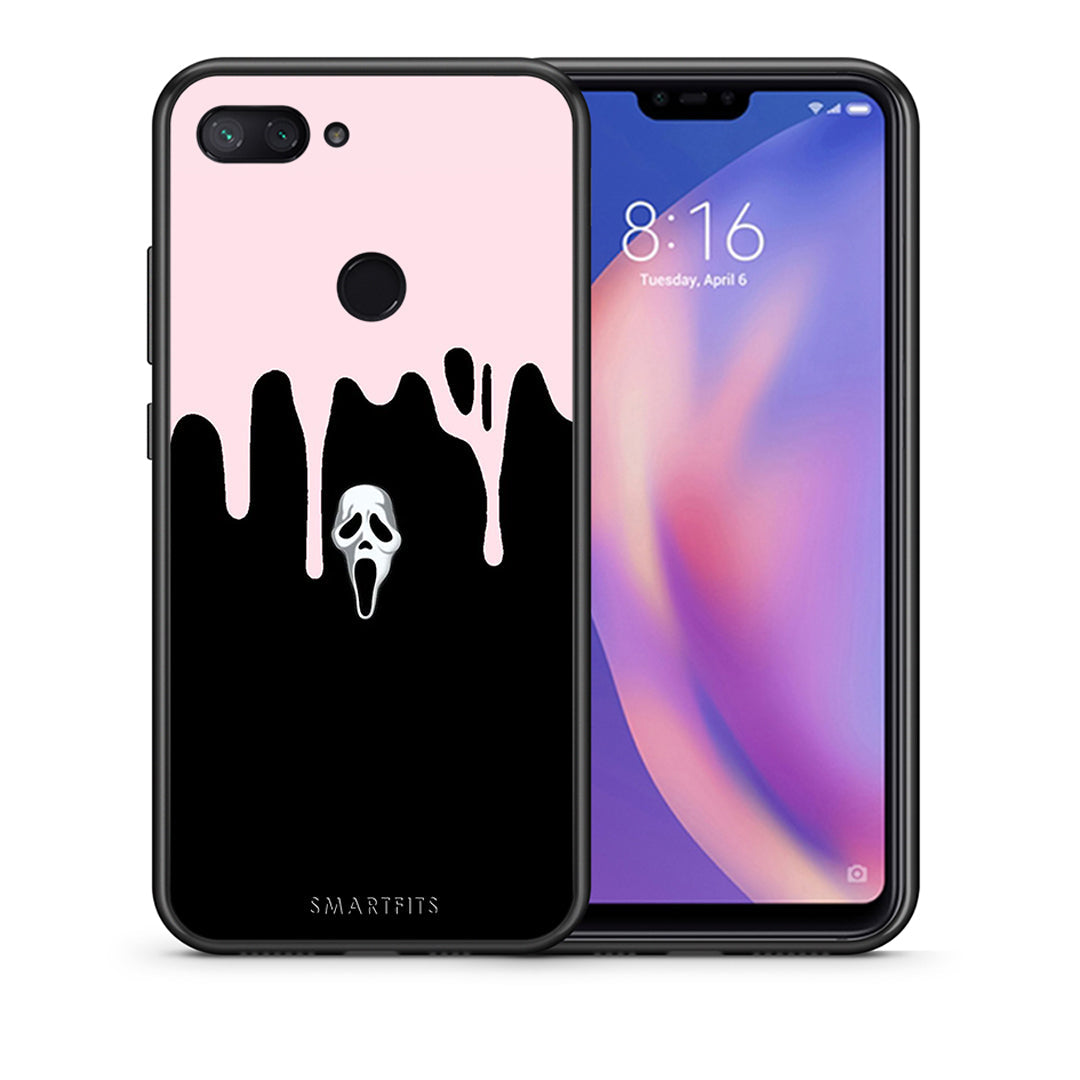 Θήκη Xiaomi Mi 8 Lite Melting Halloween Mask από τη Smartfits με σχέδιο στο πίσω μέρος και μαύρο περίβλημα | Xiaomi Mi 8 Lite Melting Halloween Mask case with colorful back and black bezels