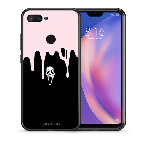 Θήκη Xiaomi Mi 8 Lite Melting Halloween Mask από τη Smartfits με σχέδιο στο πίσω μέρος και μαύρο περίβλημα | Xiaomi Mi 8 Lite Melting Halloween Mask case with colorful back and black bezels