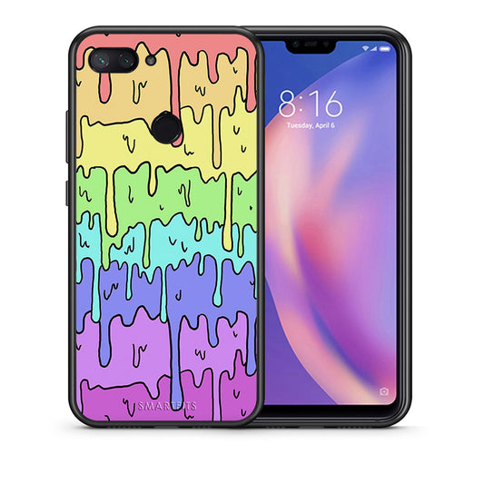 Θήκη Xiaomi Mi 8 Lite Melting Rainbow από τη Smartfits με σχέδιο στο πίσω μέρος και μαύρο περίβλημα | Xiaomi Mi 8 Lite Melting Rainbow case with colorful back and black bezels