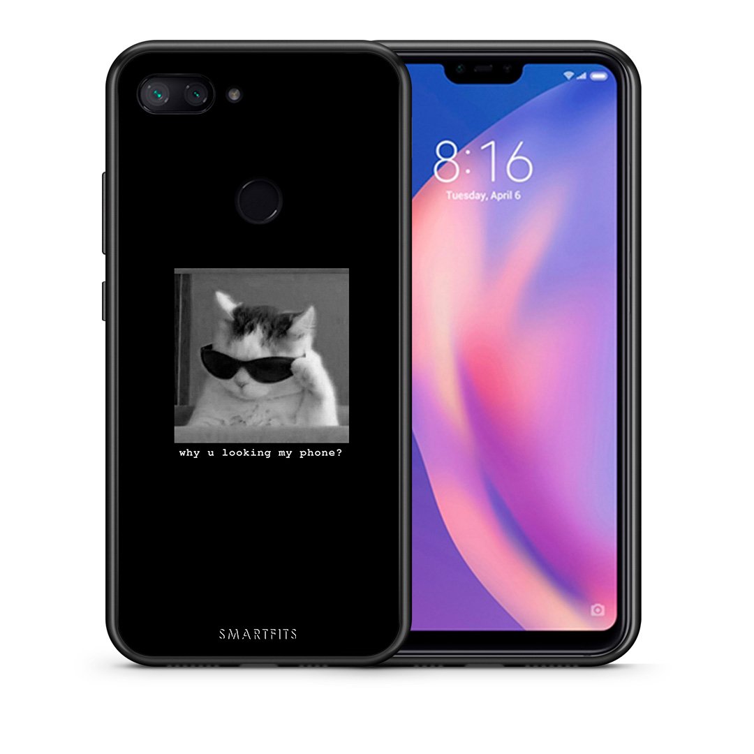 Θήκη Xiaomi Mi 8 Lite Meme Cat από τη Smartfits με σχέδιο στο πίσω μέρος και μαύρο περίβλημα | Xiaomi Mi 8 Lite Meme Cat case with colorful back and black bezels